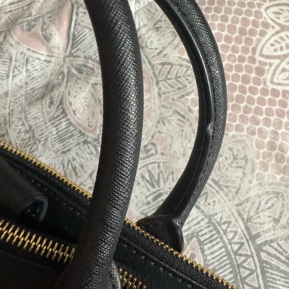 Michael Kors Black Leather Satchel with Gold MK Charm + Dust bag included - Picture 9 of 9